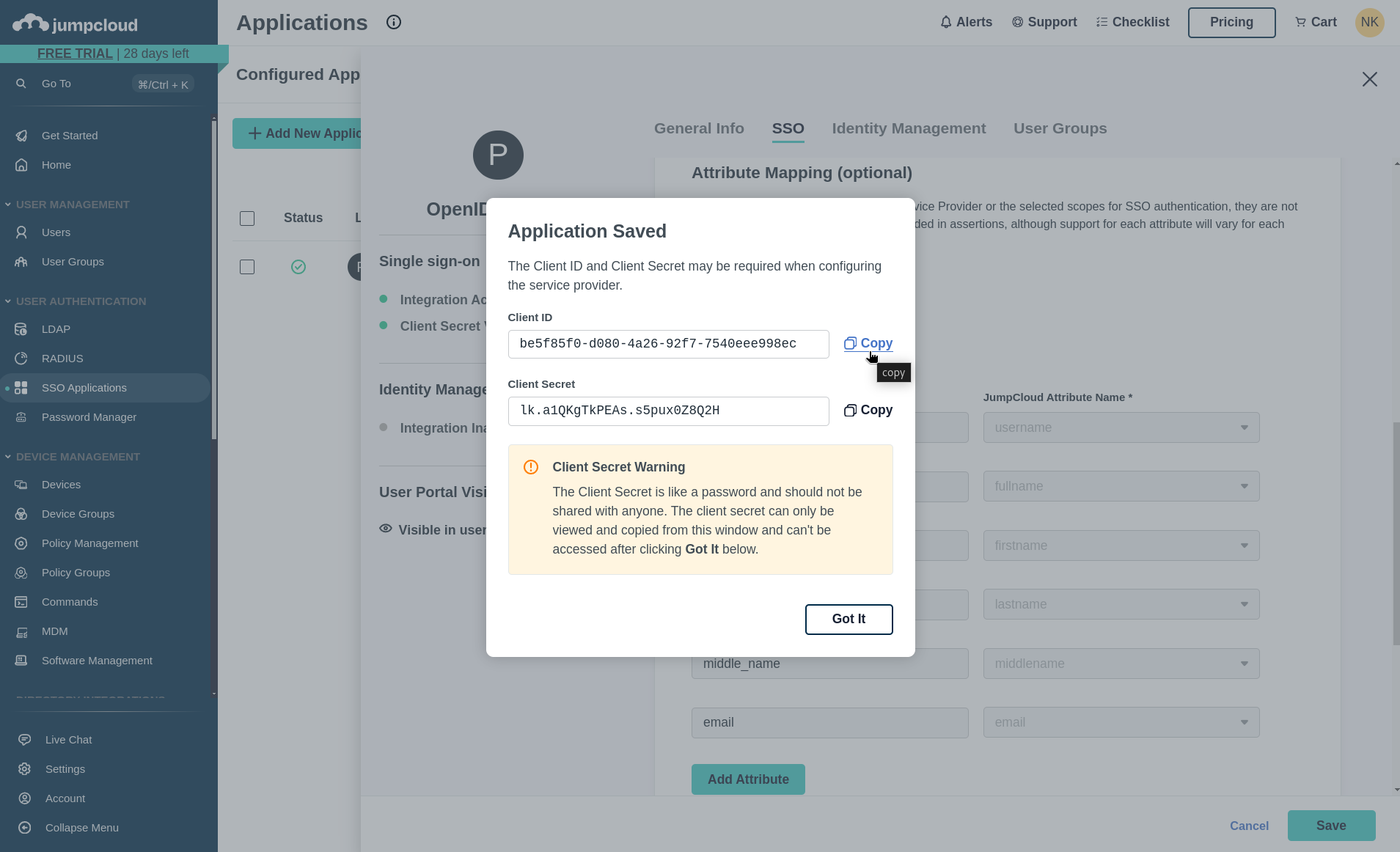 Copy Credentials