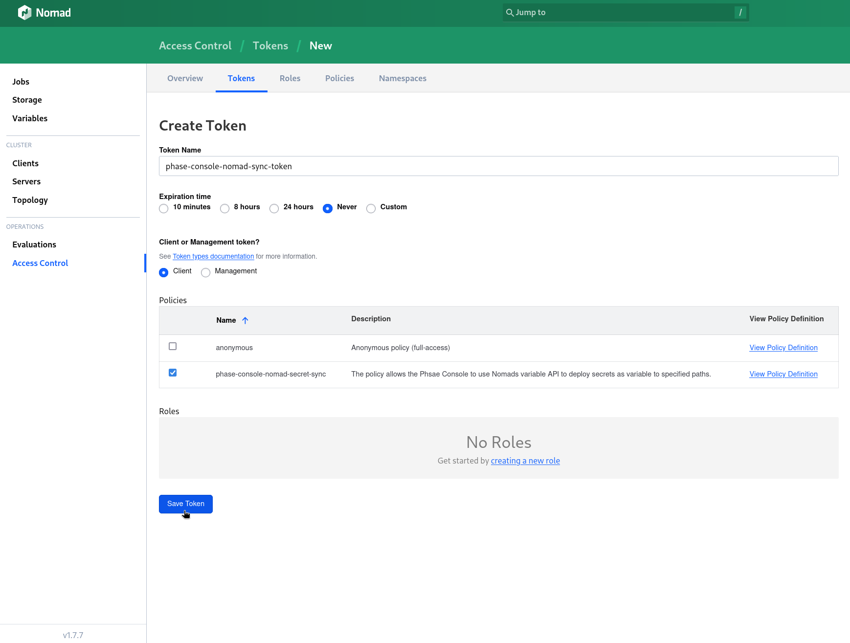 nomad-ui-token-create